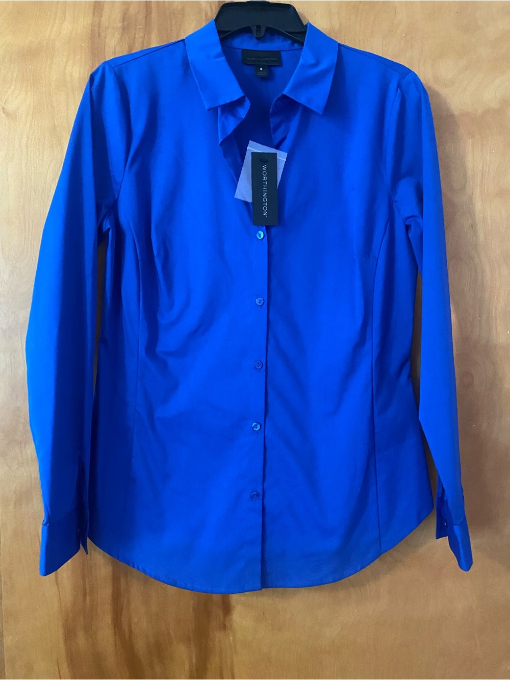 Worthington Vibrant Blue Long-Sleeve Button-Up Shirt - Women's
